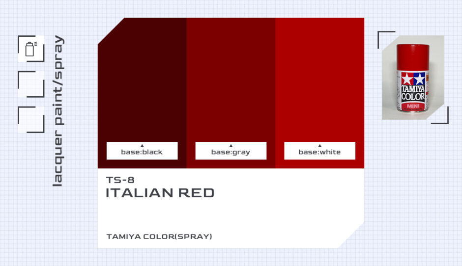 TS-8 イタリアンレッド｜タミヤカラー（スプレー式）色比較・見本