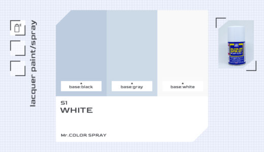 S1 ホワイト（白）｜Mr.カラースプレー色比較・見本