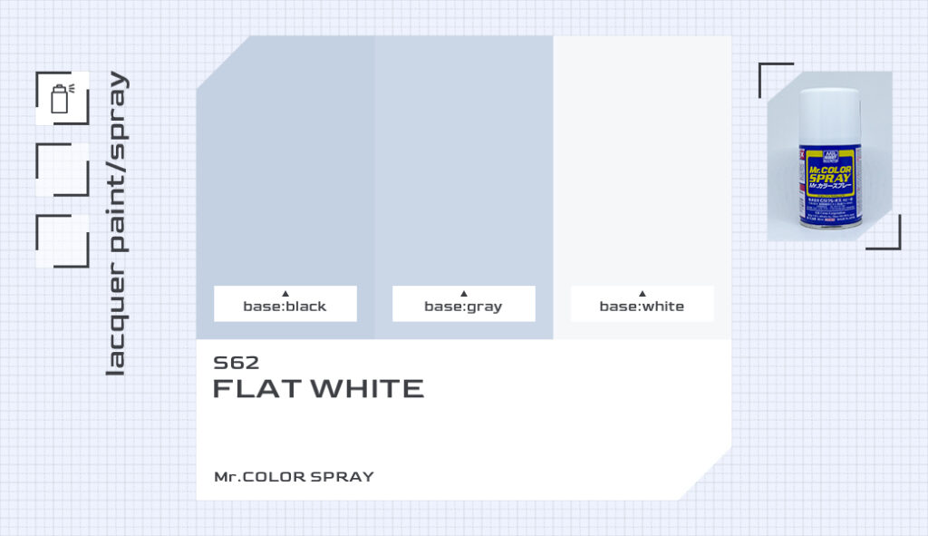 S62 つや消しホワイト｜Mr.カラースプレー色比較・見本 | ズボプラ