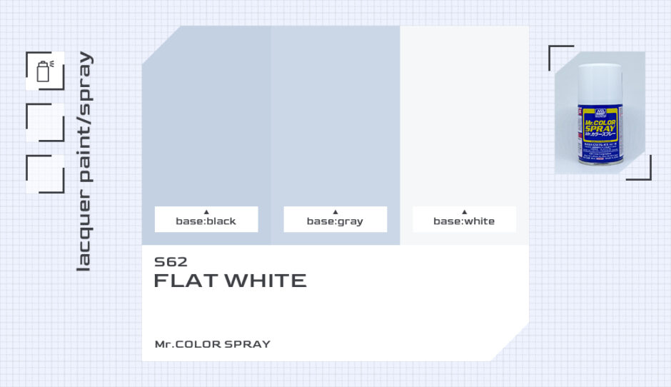 S62 つや消しホワイト｜クレオスMr.カラースプレー色比較・見本