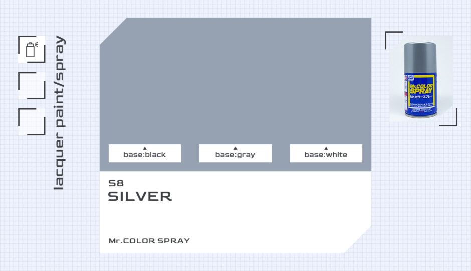 S8 シルバー（銀）｜クレオスMr.カラースプレー色比較・見本
