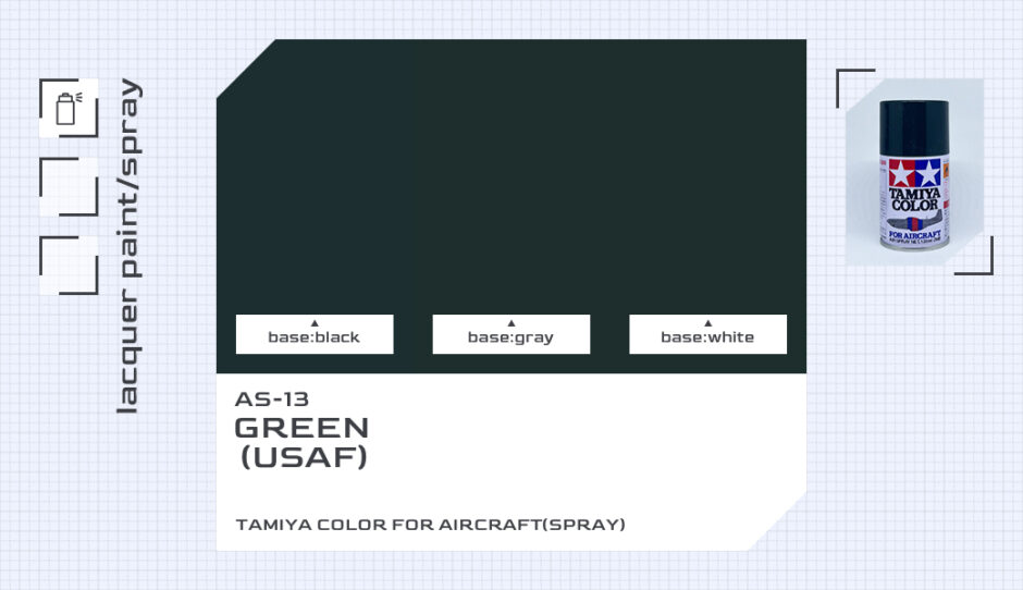 AS-13 グリーン（USAF）｜タミヤカラー エアーモデルスプレー色比較・見本