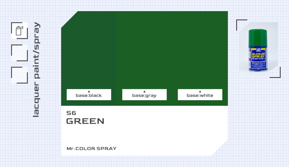 S6 グリーン（緑）｜クレオスMr.カラースプレー色比較・見本